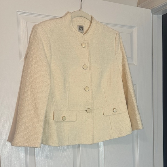 Anne Klein Ivory Button-Up Tweed Blazer - Picture 4 of 6